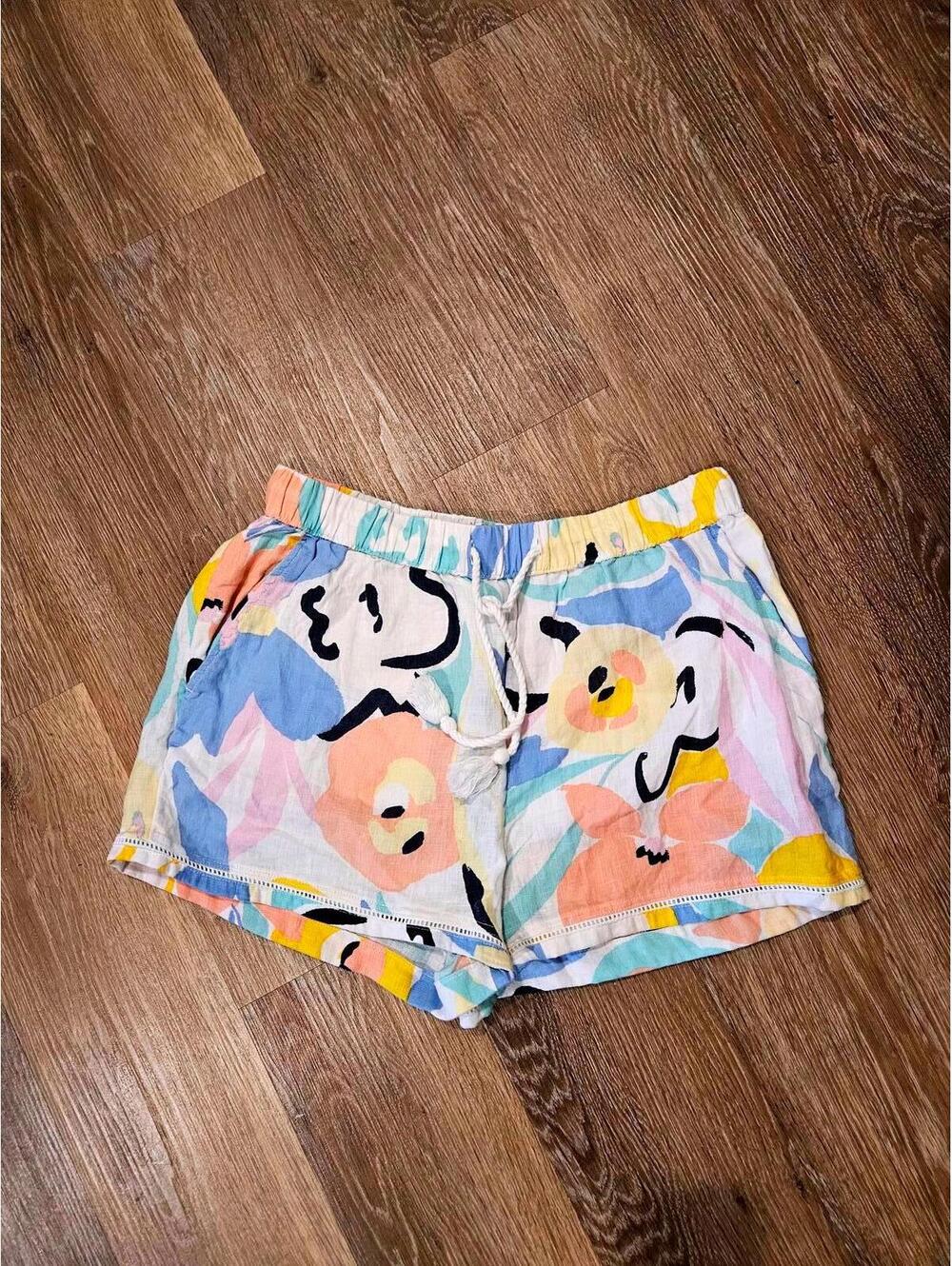 Rachel Zoe Multicolor 100% Linen Shorts with Drawstring Waist